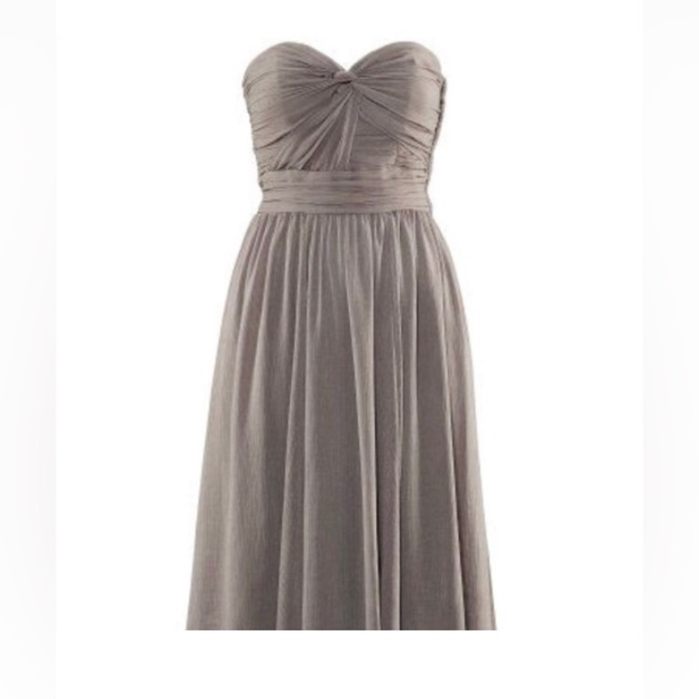 H&M Strapless Ball Gown Knee Length Size 6 Grey Chiffon Ruched Bodice